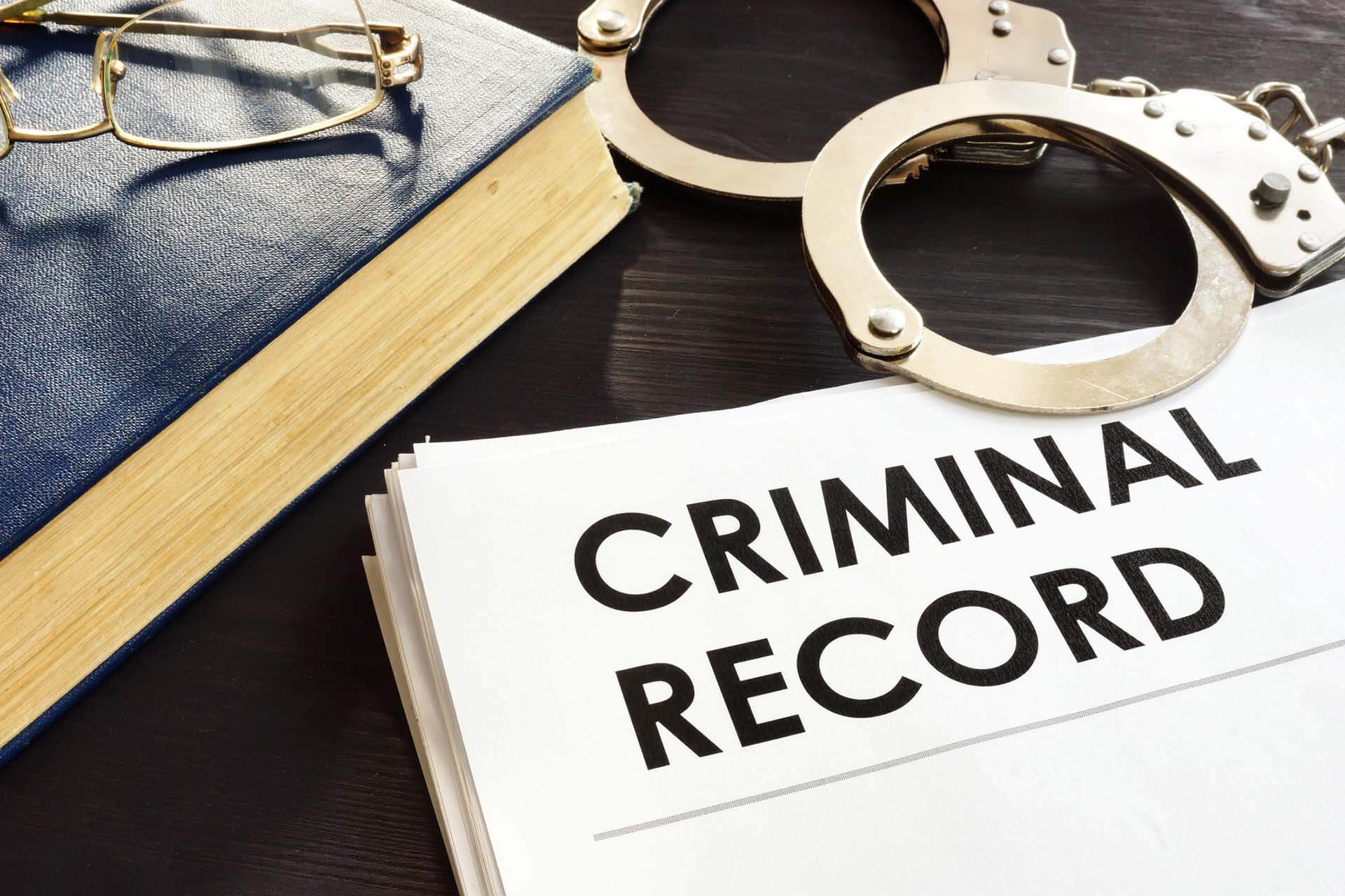  Criminal Record Paper, Handcuffs & Book