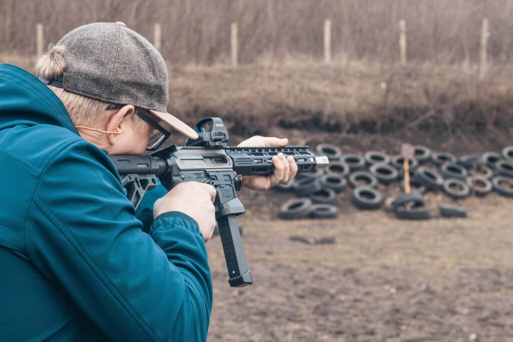Elderly Man Shooting With Gun
